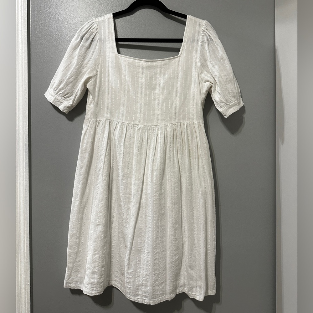 White Square Neck Mini Dress
